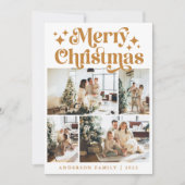 ミニマリストメリークリスマス4フォトレトロイエロー シーズンカード (正面)