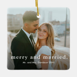 ミニマリストメリータイプと結婚した写真クリスマス セラミックオーナメント