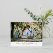 ミニマリストメリーフォイル結婚したと新着写真 箔シーズンポストカード (立ち正面)