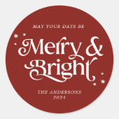 ミニマリストメリーレッド&ブライトクリスマス ラウンドシール (正面)