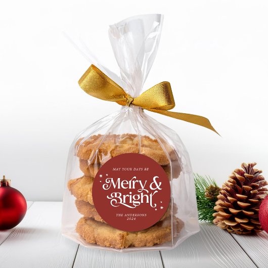 ミニマリストメリーレッド&ブライトクリスマス ラウンドシール