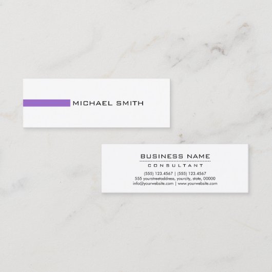 ミニマリストモダンアメジストプロフェッショナル スキニー名刺 (正面/裏面)