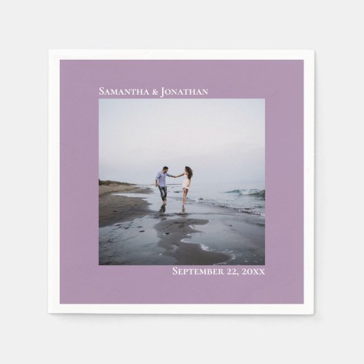 ミニマリストモダンエレガンス結婚ラベンダーの写真 スタンダードカクテルナプキン (正面)