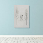 ミニマリストモダンカップル線アート キャンバスプリント (インサイチュ (ウッドフロア))