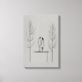 ミニマリストモダンカップル線アート キャンバスプリント