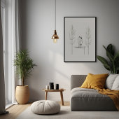 ミニマリストモダンカップル線アート ポスター