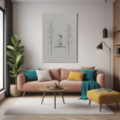 ミニマリストモダンカップル線アート ポスター