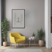 ミニマリストモダンカップル線アート ポスター