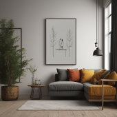 ミニマリストモダンカップル線アート ポスター