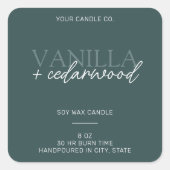 ミニマリストモダングリーンキャンドルラベル スクエアシール (正面)