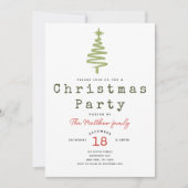 ミニマリストモダングリーンタイプライターのクリスマスツリー 招待状 (正面)