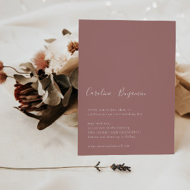 ミニマリストモダンスクリプトBoho Dustyバラ結婚ズ 招待状