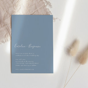 ミニマリストモダンスクリプトBoho Dusty Blue結婚ズ 招待状