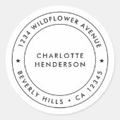 ミニマリストモダンスター |循環差出人住所 ラウンドシール (正面)