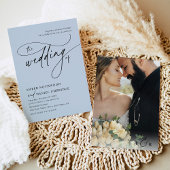 ミニマリストモダンダスティブルー結婚フォト 招待状
