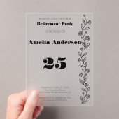 ミニマリストモダンデイジーブラック アクリル招待状 (インサイチュ (ポータブル))