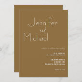 ミニマリストモダンブラウン結婚式招待状 招待状 (正面/裏面)