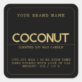 ミニマリストモダンブラックエレガントキャンドル スクエアシール (正面)