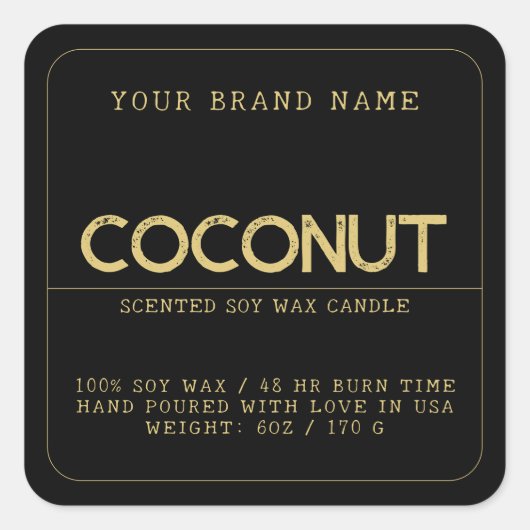 ミニマリストモダンブラックエレガントキャンドル スクエアシール (正面)