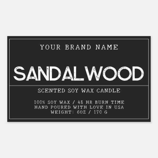 ミニマリストモダンブラックエレガントキャンドル 長方形シール (正面)
