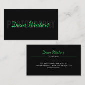 ミニマリストモダンブラックグリーン写真家 名刺 (正面/裏面)