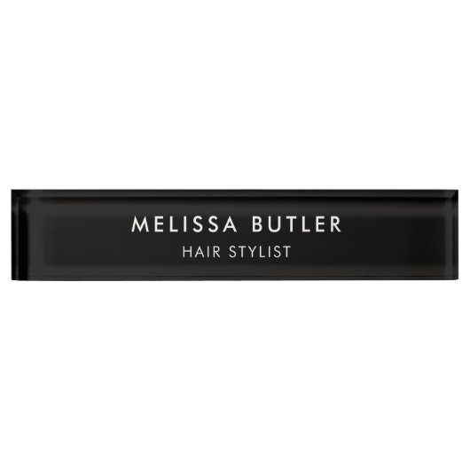 ミニマリストモダンブラック デスクネームプレート (正面)