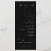 ミニマリストモダンブラック | ホワイト結婚式 プログラム (裏面)