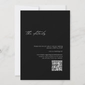 ミニマリストモダンブラック | 白色のQRコー結婚ドの入力 招待状 (裏面)