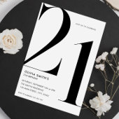 ミニマリストモダンホワイトシック21歳の誕生日 招待状