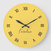 ミニマリストモダンマスタード黄 ラージ壁時計 (正面)