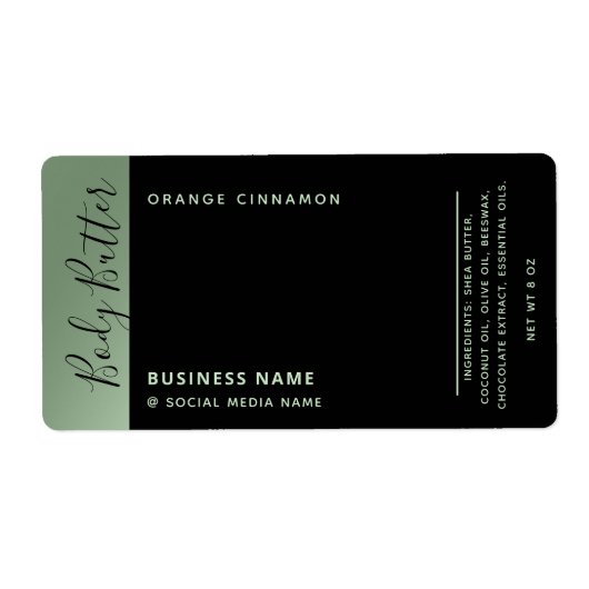 ミニマリストモダンラグジュアリータイポグラフィブラックグリーン ラベル (正面)