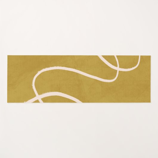 ミニマリストモダン抽象芸術アート(黄色の金ゴールド) ヨガマット (正面(横))
