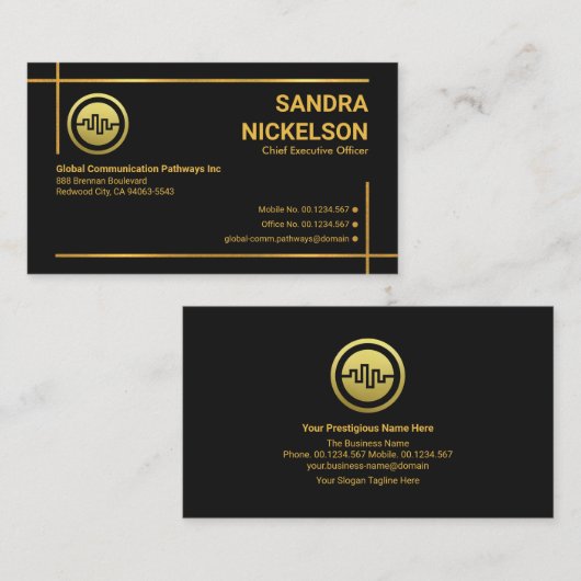 ミニマリストモダン金ゴールドフォトフレームスタートアップ所有者 名刺 (正面/裏面)