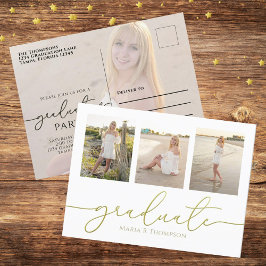 ミニマリストモダン院生シンプル金ゴールド写真 ポストカード