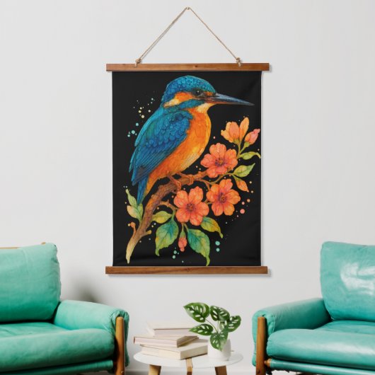 ミニマリストモノクロボタニカルブランチ写真 吊り下げ型タペストリー (リビング)