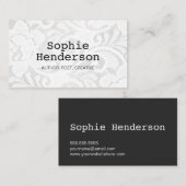 ミニマリストモノクロヴィンテージレース作家と詩人 名刺 (正面/裏面)