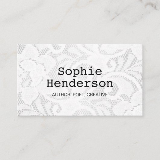ミニマリストモノクロヴィンテージレース作家と詩人 名刺 (正面)
