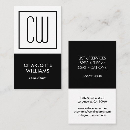 ミニマリストモノクロ2階調 名刺 (正面/裏面)