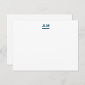 ミニマリストモノグラムはっきりしたネイビーブルータイポグラフィ ノートカード (正面/裏面)