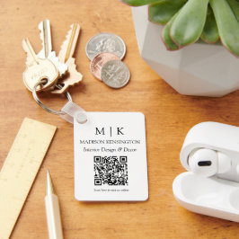 ミニマリストモノグラムまたはロゴビジネスQRコードの追加 キーホルダー