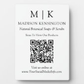 ミニマリストモノグラムまたはロゴビジネスQRコードの追加 フォトプラーク (正面)