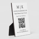 ミニマリストモノグラムまたはロゴビジネスQRコードの追加 フォトプラーク (側面)