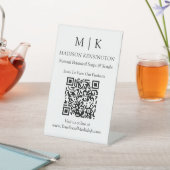 ミニマリストモノグラムまたはロゴビジネスQRコードの追加 台座サイン (インサイチュ)