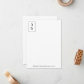 ミニマリストモノグラムイニシャルアドレスプロフェッショナル ノートカード (正面/裏面インサイチュ)