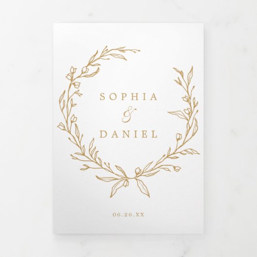 ミニマリストモノグラムオールインワン結婚式招待状 三つ折り招待状 (カバー)