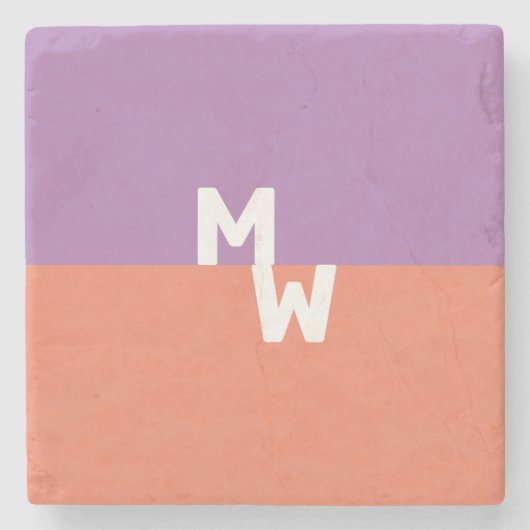 ミニマリストモノグラムスクエアパステルQRコード ストーンコースター (正面)