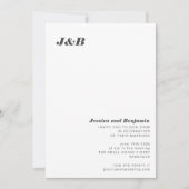 ミニマリストモノグラムスタイリッシュ白黒結婚ズ 招待状 (正面)