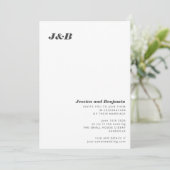 ミニマリストモノグラムスタイリッシュ白黒結婚ズ 招待状 (スタンド正面)