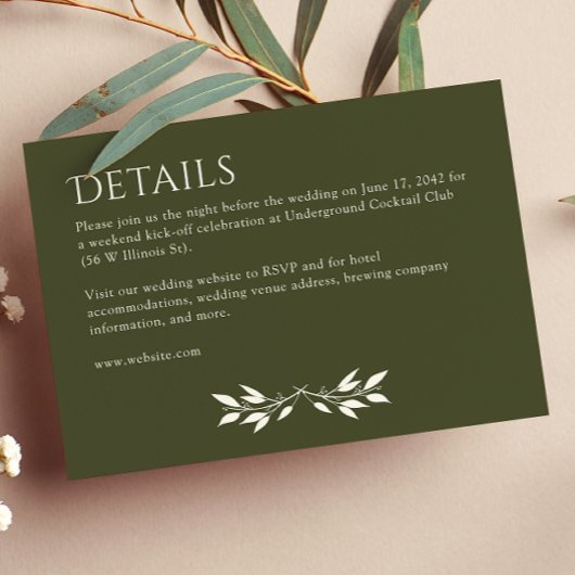 ミニマリストモノグラムストライプのオリーブグリーン詳細 エンクロージャーカード