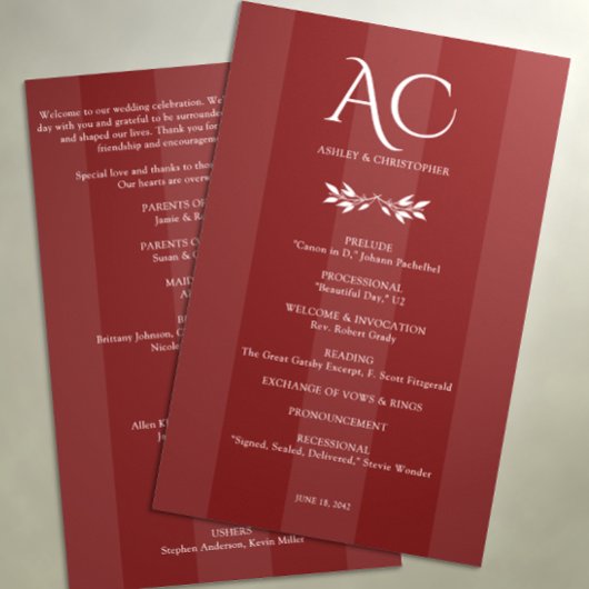 ミニマリストモノグラムストライプのローズウッドレッド結婚ズ プログラム